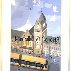 Affiche encadrée Metz - Gare-Pompidou- André Faber
